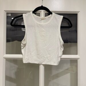 Unlabeled White Sleeveless Crop Top